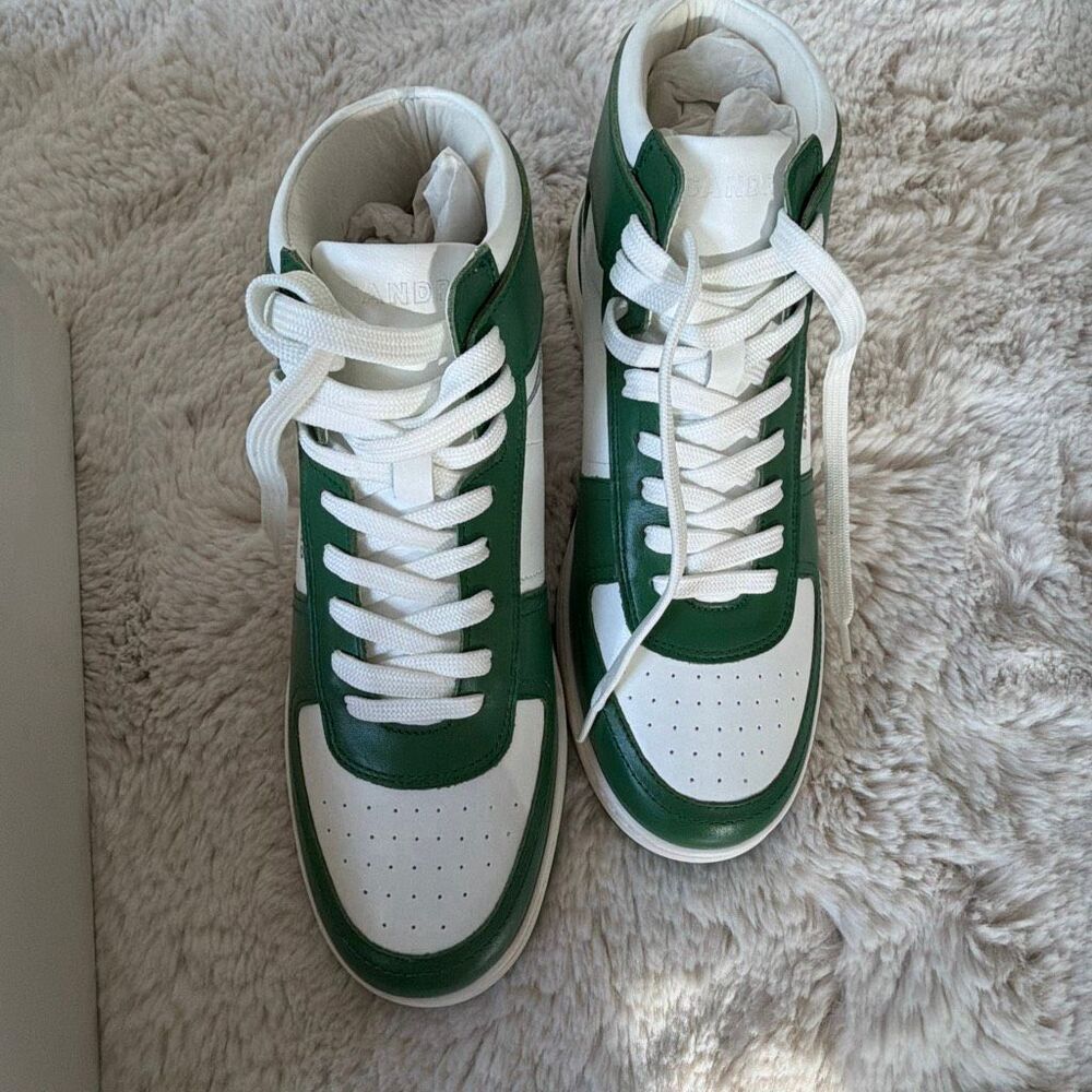 Sandro Leather High Top Sneakers in Green & White Size 41 - Picture 7 of 8